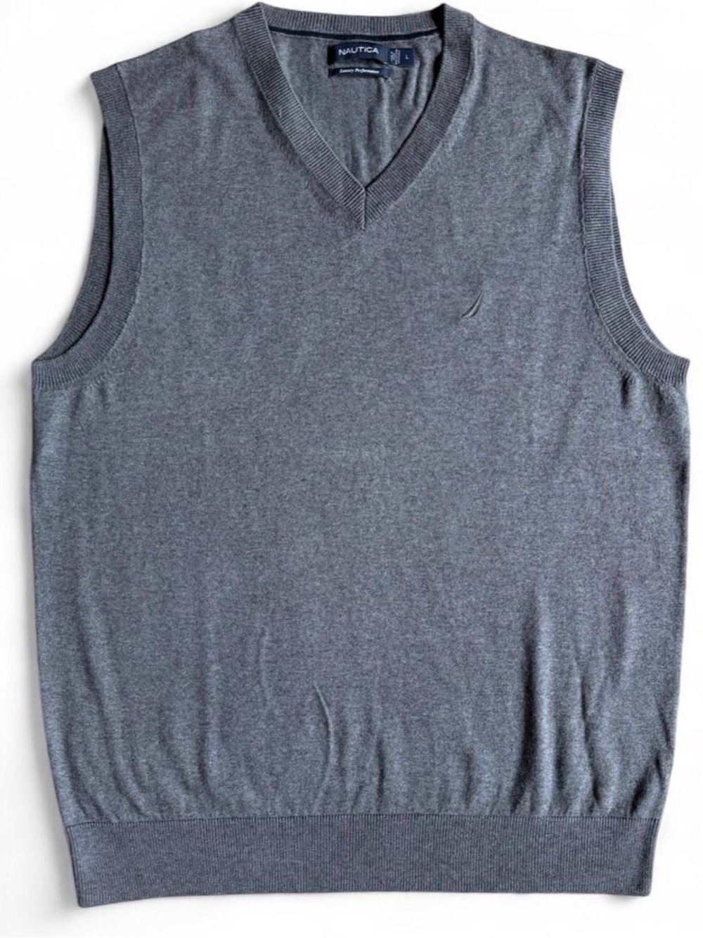 Nautica Men's Charcoal Gray V-Neck Sleeveless Sweater Vest